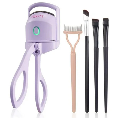FIBOTY Heated Eyelash Curlers Eyelash SE33 Curlers with Comb and Eyeliner Brushes Heated Lash Curler 3 Heating Modes for Natural Curling (Purple) | Walmart (US)