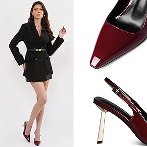 iiimmu Slingback Heels for Women 3.5 in / 4 in Kitten Heel Closed Toe Pumps Dress Shoes | Amazon (US)