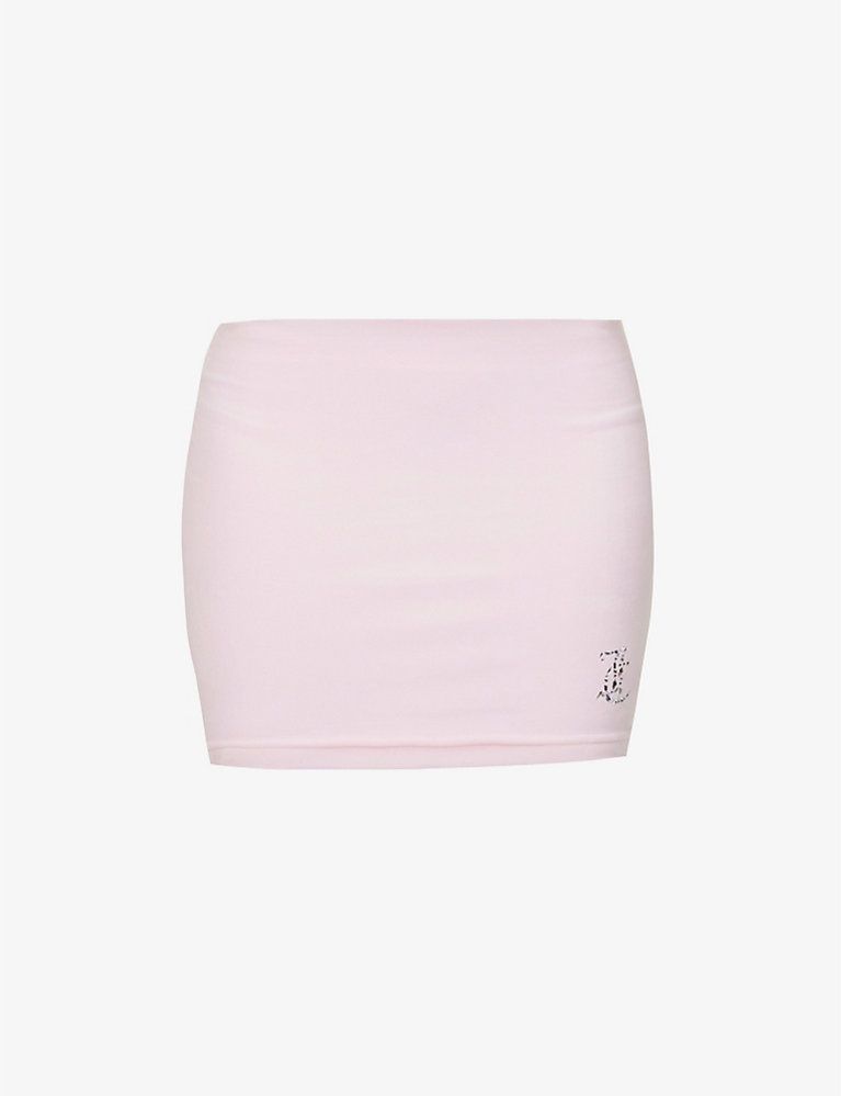 Rhinestone-embellished slim-fit velour mini skirt | Selfridges