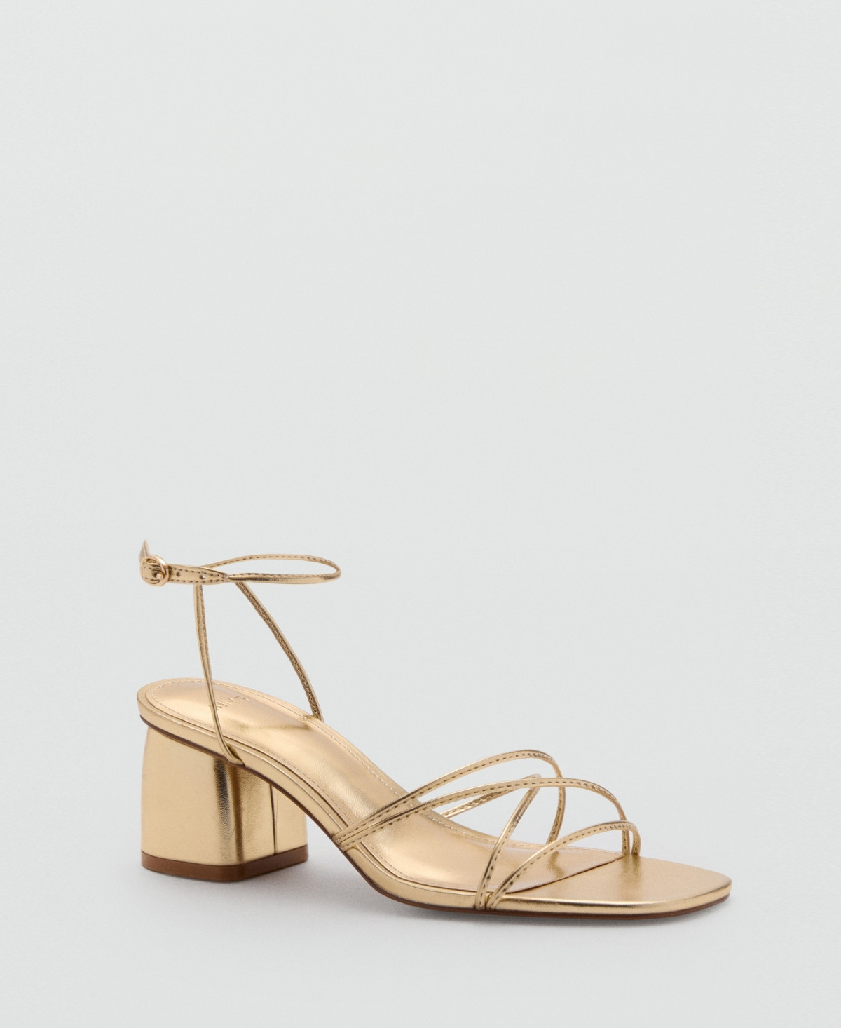 Mango Women's Crossed Strap Heeled Sandals - Gold | Macy's