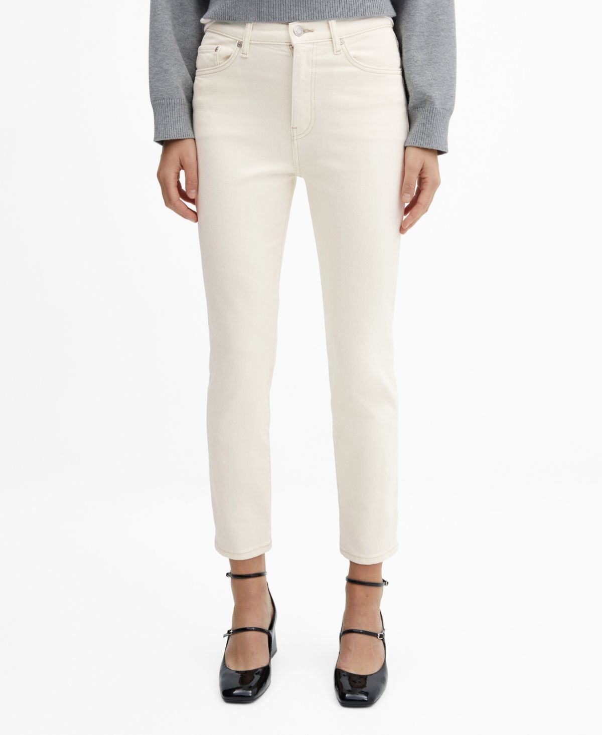 Mango Women's Slim Cropped Jeans - Ecru | Macy's