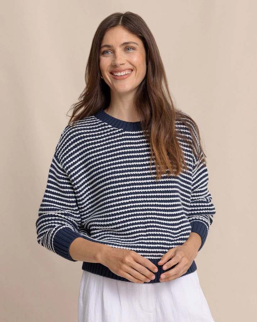 Maggi Stripe Open Stitch Sweater | Southern Tide