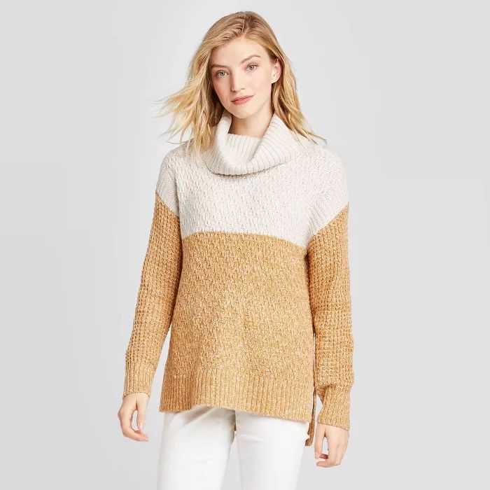 Women's Colorblock Long Sleeve Turtleneck Tunic Sweater - Universal Thread™ | Target