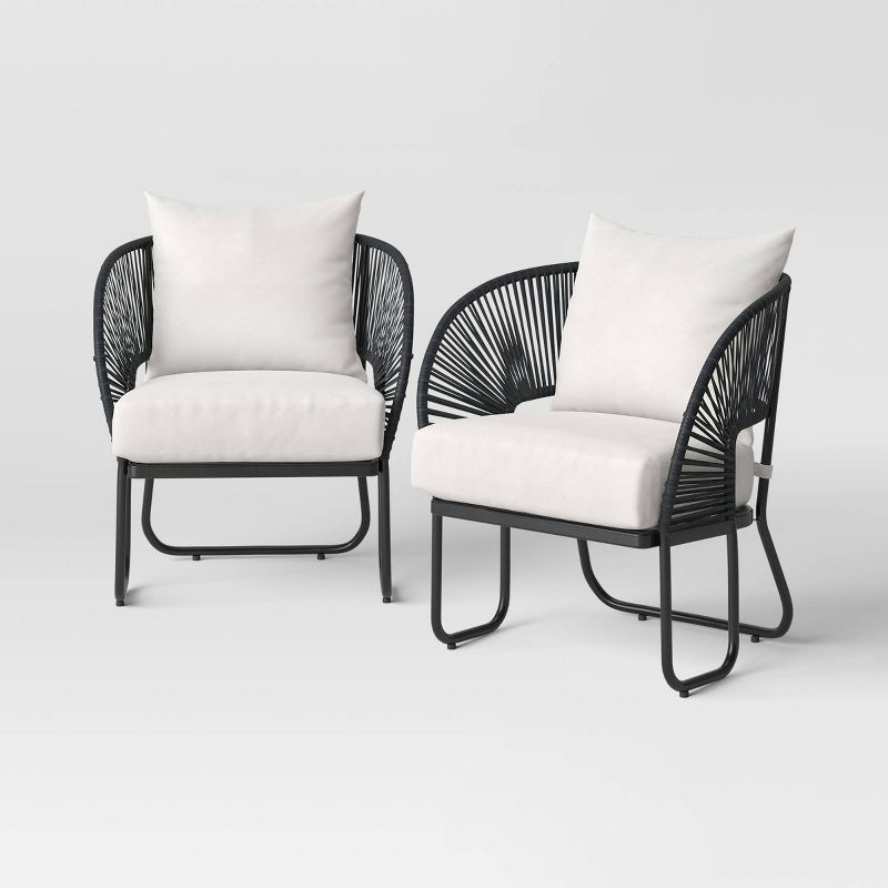 2pc Mackworth Rope Outdoor Patio Chairs, Club Chairs Black - Threshold™ | Target