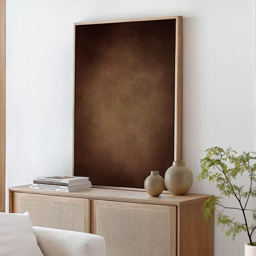 Warm Brown Minimalist Canvas Wall Art, Giclée Framed Art Print, Modern Abstract Art, Large Livin... | Etsy (US)