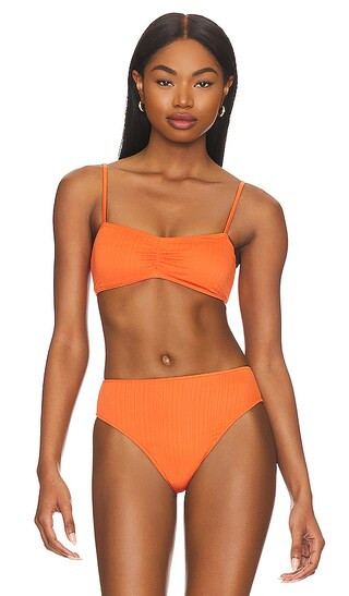 Cleo Plisse Bikini Top in Burnt Orange | Revolve Clothing (Global)