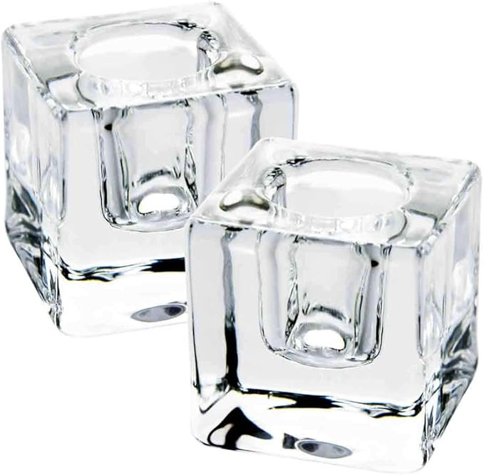 AGLARY Square Glass Candle Holder Set of 2 , Ideal Gift for Dining Table, Wedding, Christmas and ... | Amazon (US)
