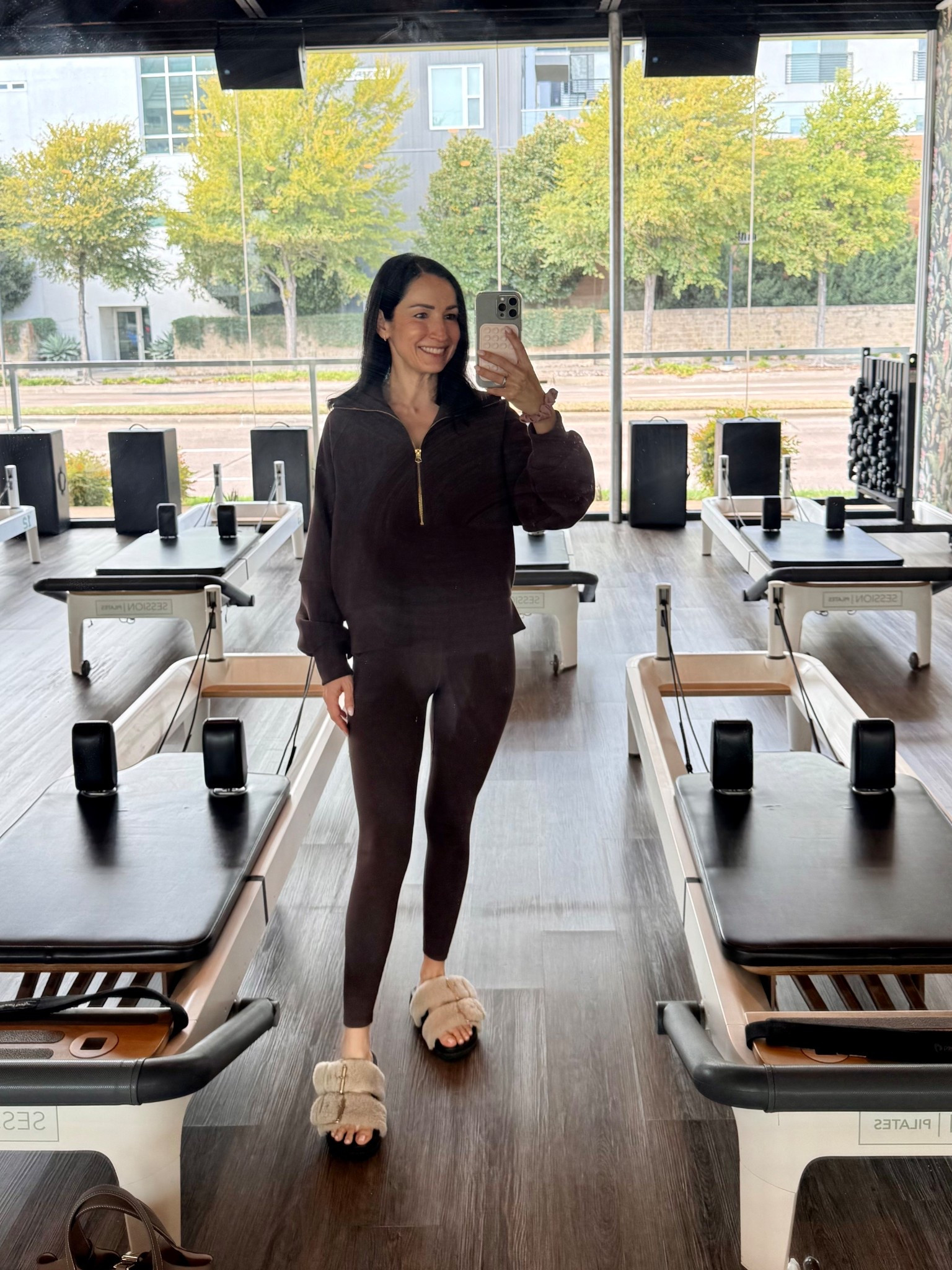 Pilates ootd 🤎 favorite brown set from varley!! Wearing xs in all pieces  

#LTKActive #LTKPetite #LTKOver40