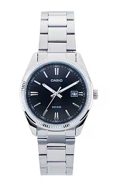 Casio MTP1302 Series Watch in Silver & Black from Revolve.com | Revolve Clothing (Global)