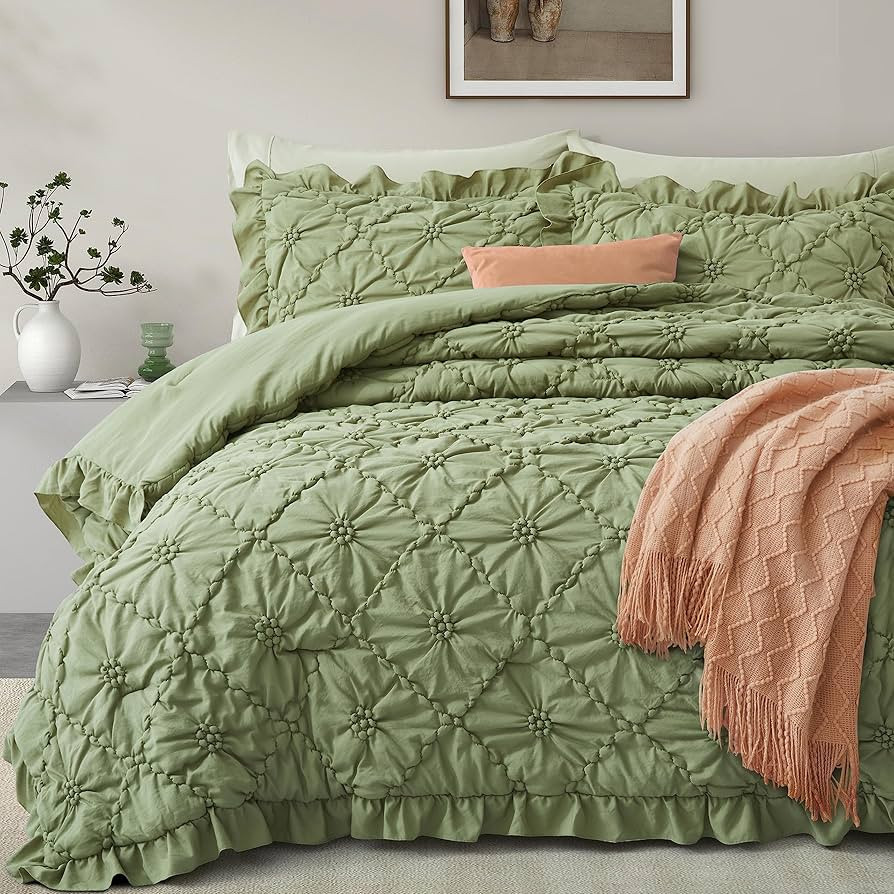 BEDAZZLED Comforter Set Queen Size, 3 Pieces Bed in a Bag Pinch Pleat Exquisite Comforter, Boho D... | Amazon (US)