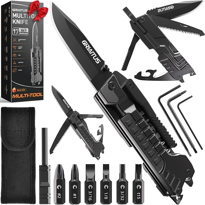Multitool Knife 17 in 1Fire Starting Sticks, Bottle Opener, Saw Screwdrivers Bottle Opener, Whist... | Amazon (US)