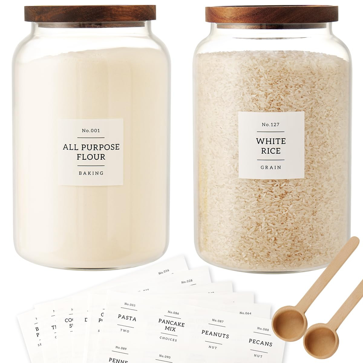 2 PCS Large Glass Jar with Airtight Lid, Glass Food Storage Jars for Tea,Spice,Cereal, Egg,Flour,... | Amazon (US)