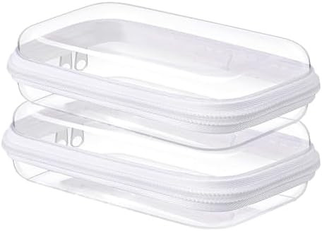 2PC Small Clear Hard Shell Plastic Zipper Case, Double Zippers Hard Clear Zipper, Used for Storin... | Amazon (US)