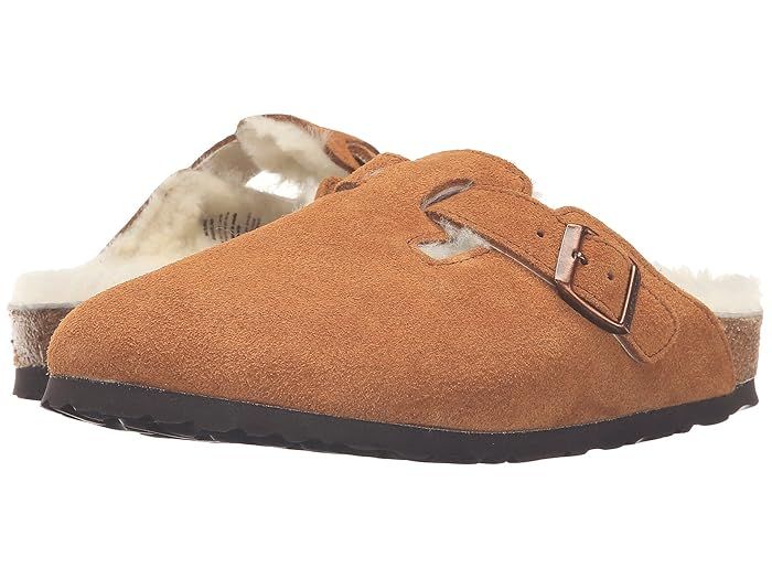 Birkenstock Boston Shearling (Mink Suede) Clog Shoes | Zappos