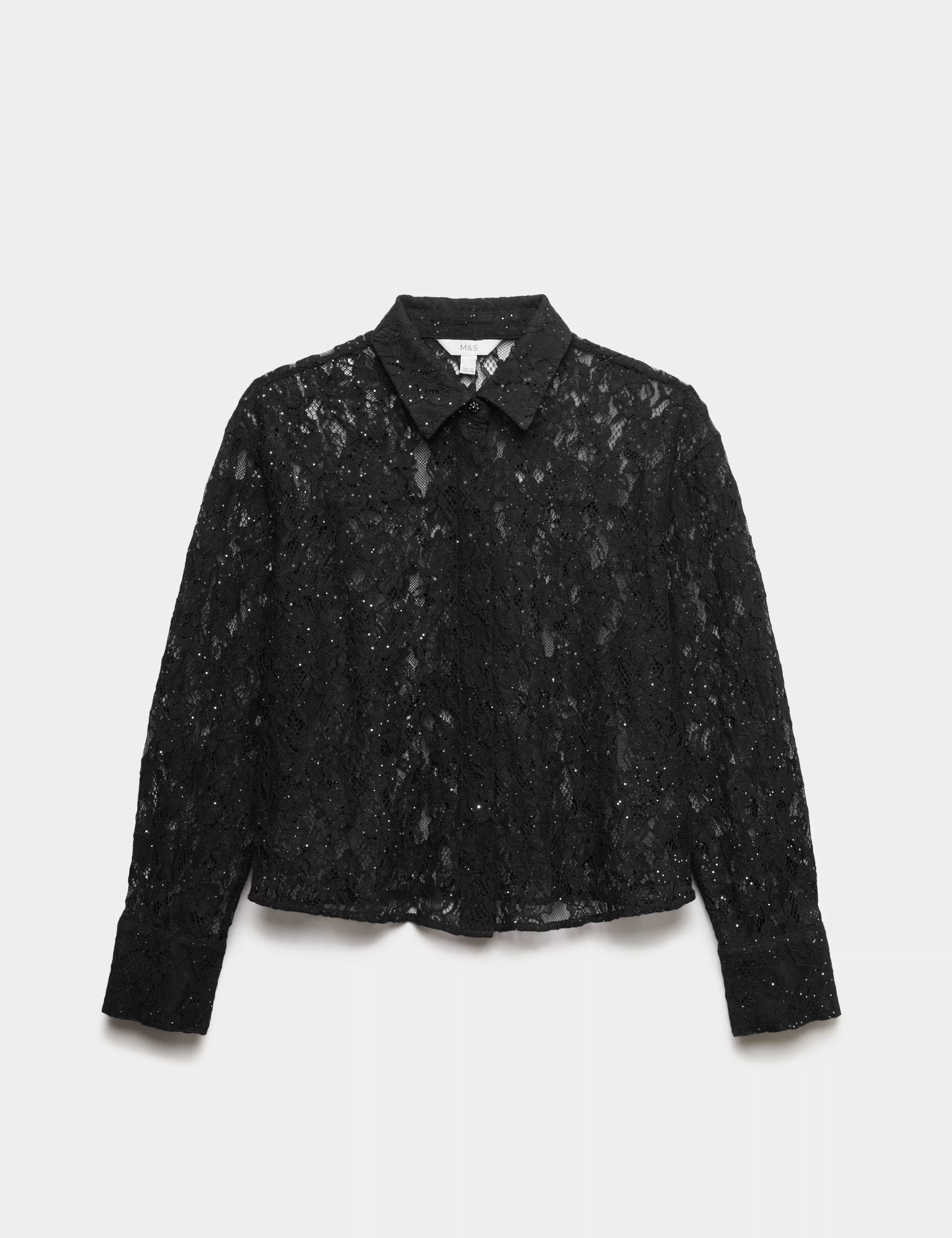Lace Embellished Detail Collared Shirt | Marks & Spencer (UK)