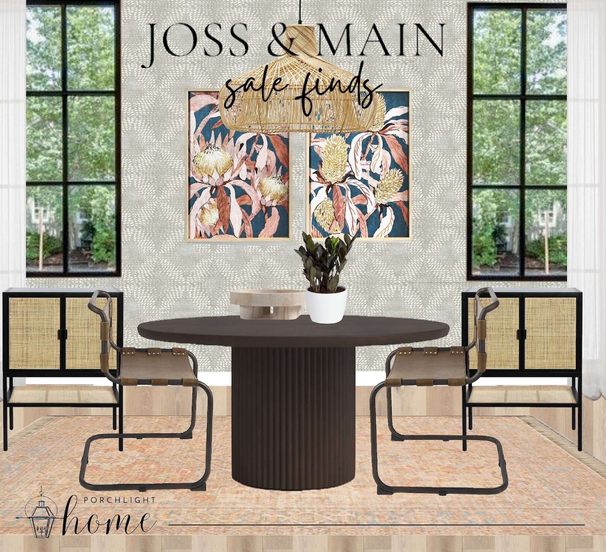 Kitchen and dining inspiration from Joss & Main’s sale going on now! Love the mix of sophisticated modern and traditional items—not too formal, not too casual. 🖤 kitchen, dining room, round table, round dining table, wallpaper, dining chairs, side chairs, leather chairs, curtain panels, linen curtains, wall art, rug, storage cabinet, rattan, rattan pendant, kitchen lighting, modern home, contemporary home, Joss & Main, sale alert, furniture sale, dining furniture, dining furniture sale

#LTKhome #LTKsalealert #LTKFind