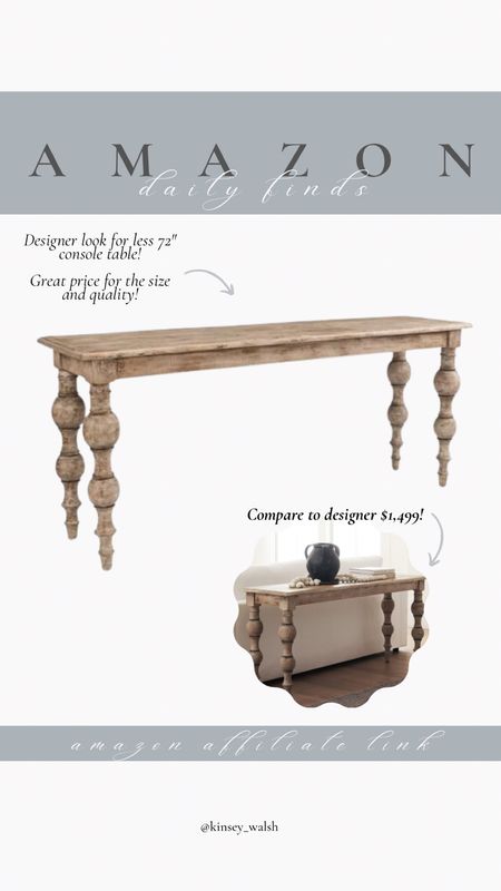 Wood Consol table sofa table designer look for less furniture, Amazon furniture affordable furniture, Amazon, find Pottery Barn, designer inspired farmhouse, modern furniture, transitional traditional style furniture on a budget

#LTKhome #LTKstyletip