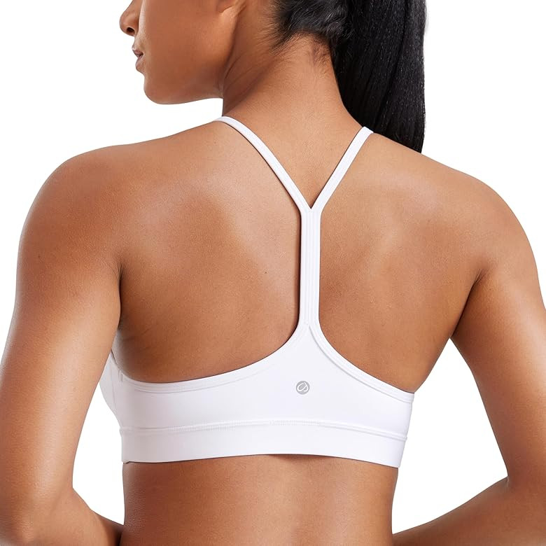 CRZ YOGA Butterluxe Womens Y Back Sports Bra - Padded Racerback Low Impact Spaghetti Thin Strap W... | Amazon (US)
