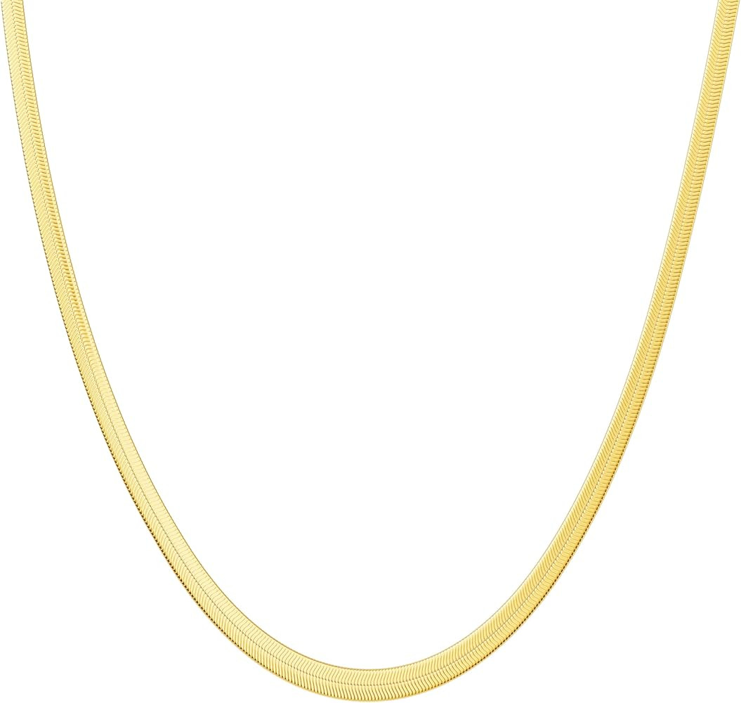 DEARMAY 14K Gold Plated Necklaces for Women, Dainty Gold Herringbone Choker Necklace Thin Layered... | Amazon (US)