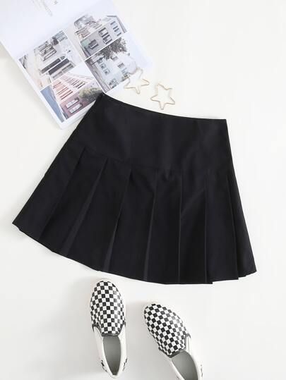 Solid Pleated Mini Skirt | SHEIN