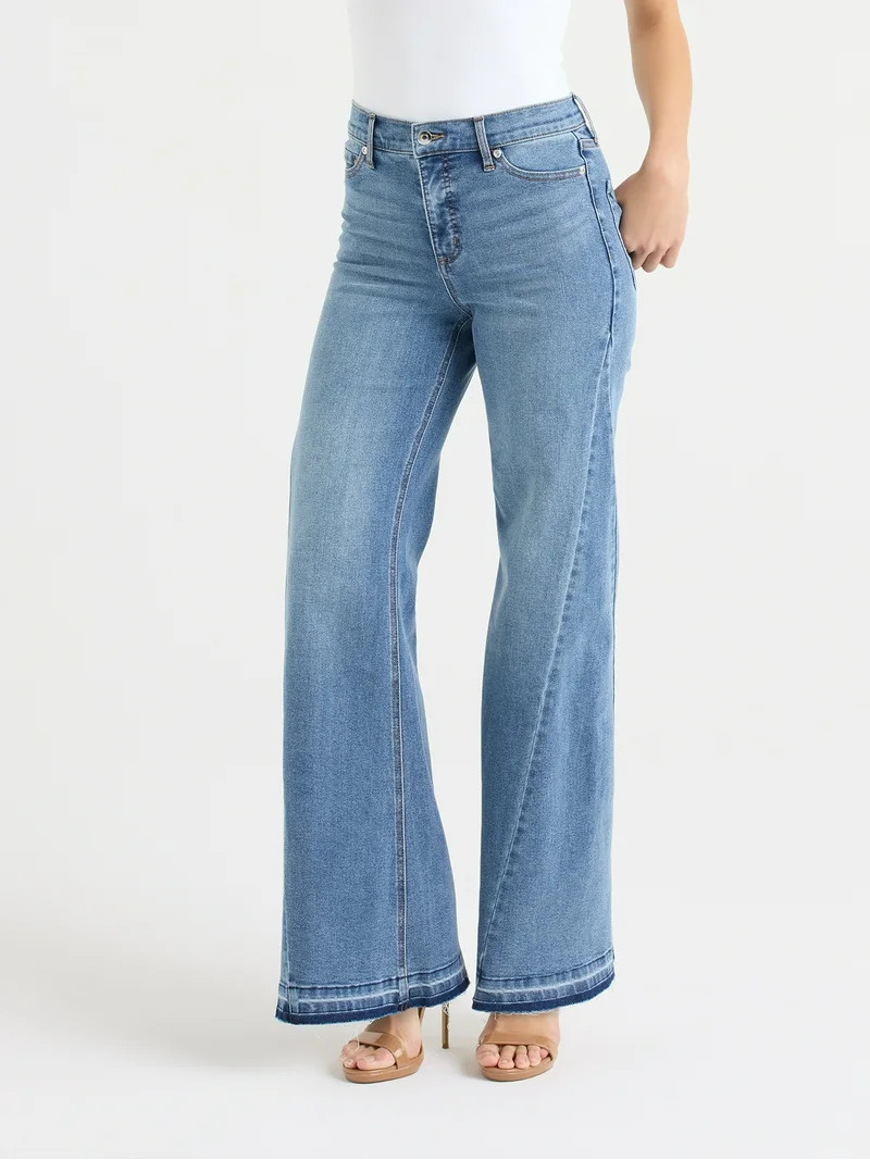 Sofia Vergara Women's Margot Seamed Wide Leg Jeans, Sizes 2-20 | Walmart (US)