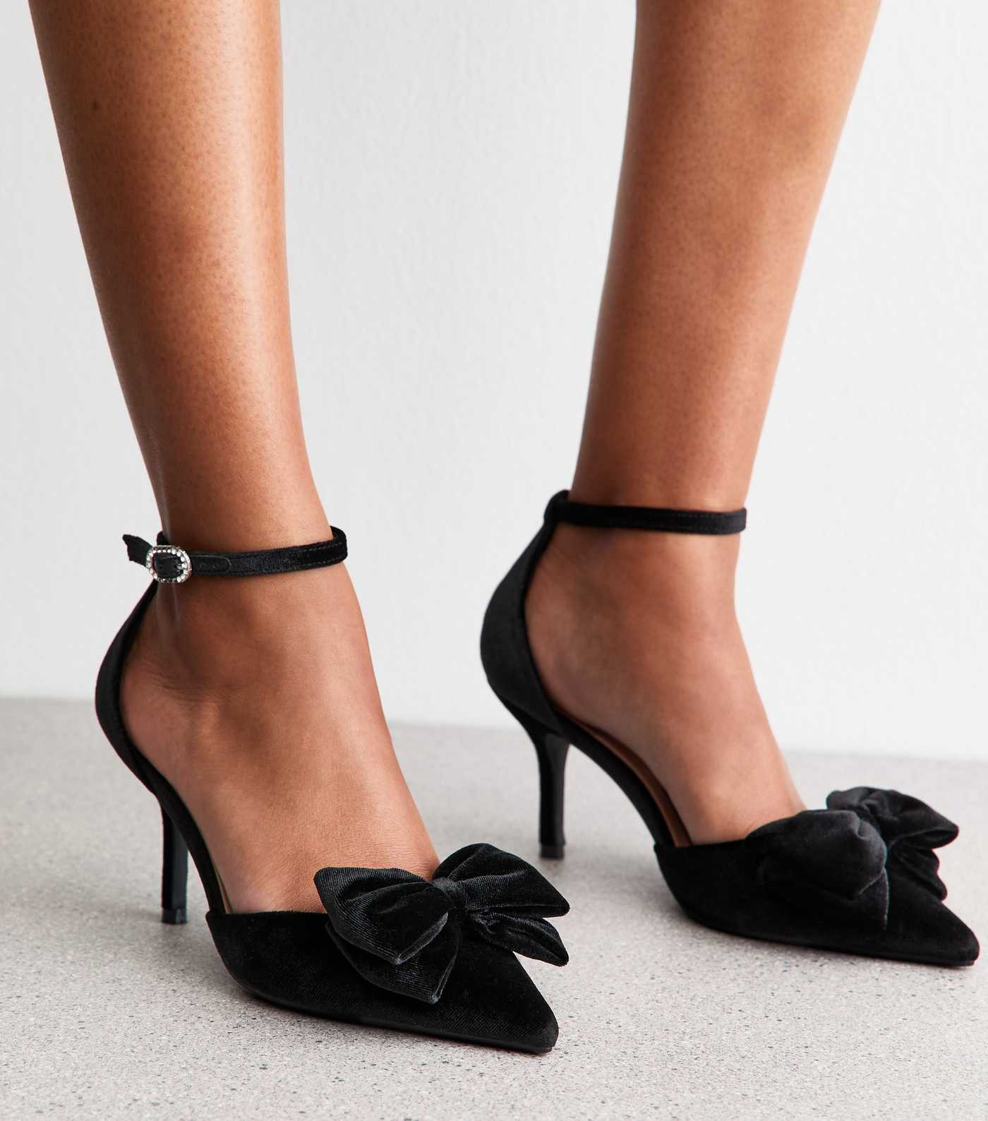 Black Velvet Bow Stiletto Heels | New Look | New Look (UK)
