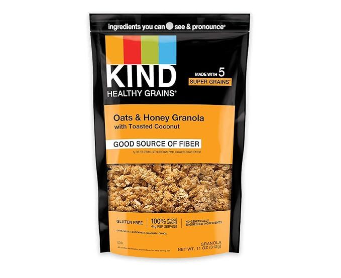 KIND Healthy Grains Clusters, Oats & Honey Clusters With Toasted Coconut, Gluten Free, Low Sugar,... | Amazon (US)