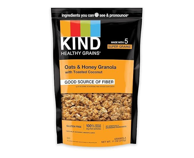 KIND Healthy Grains Clusters, Oats & Honey Clusters With Toasted Coconut, Gluten Free, Low Sugar,... | Amazon (US)