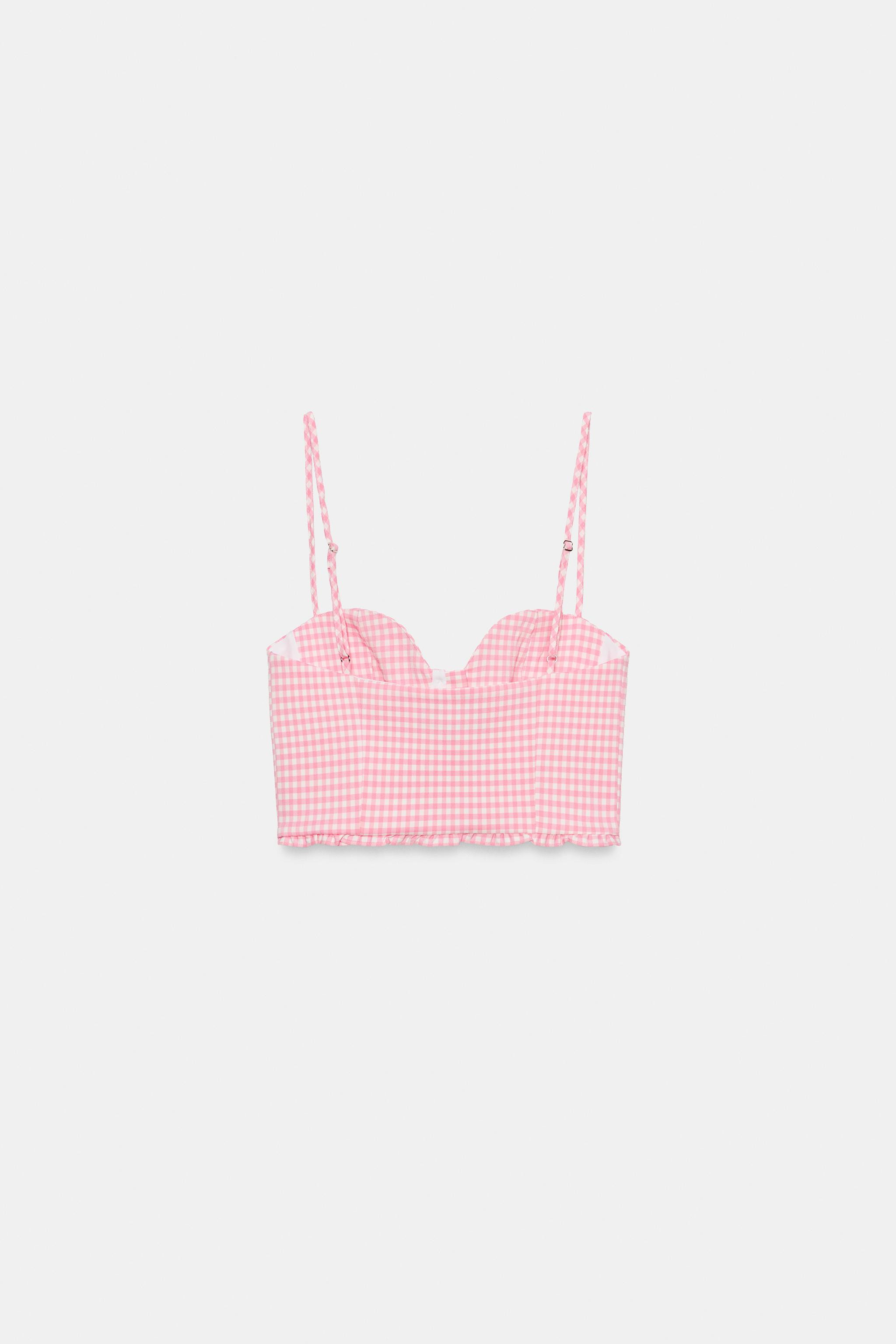 GINGHAM RUFFLE CROP TOP | Zara UK