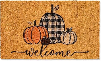 Whaline Fall Door Mats Natural Coir Outdoor Doormat Welcome Door Mat Pumpkins Non-Slip Farmhouse ... | Amazon (US)
