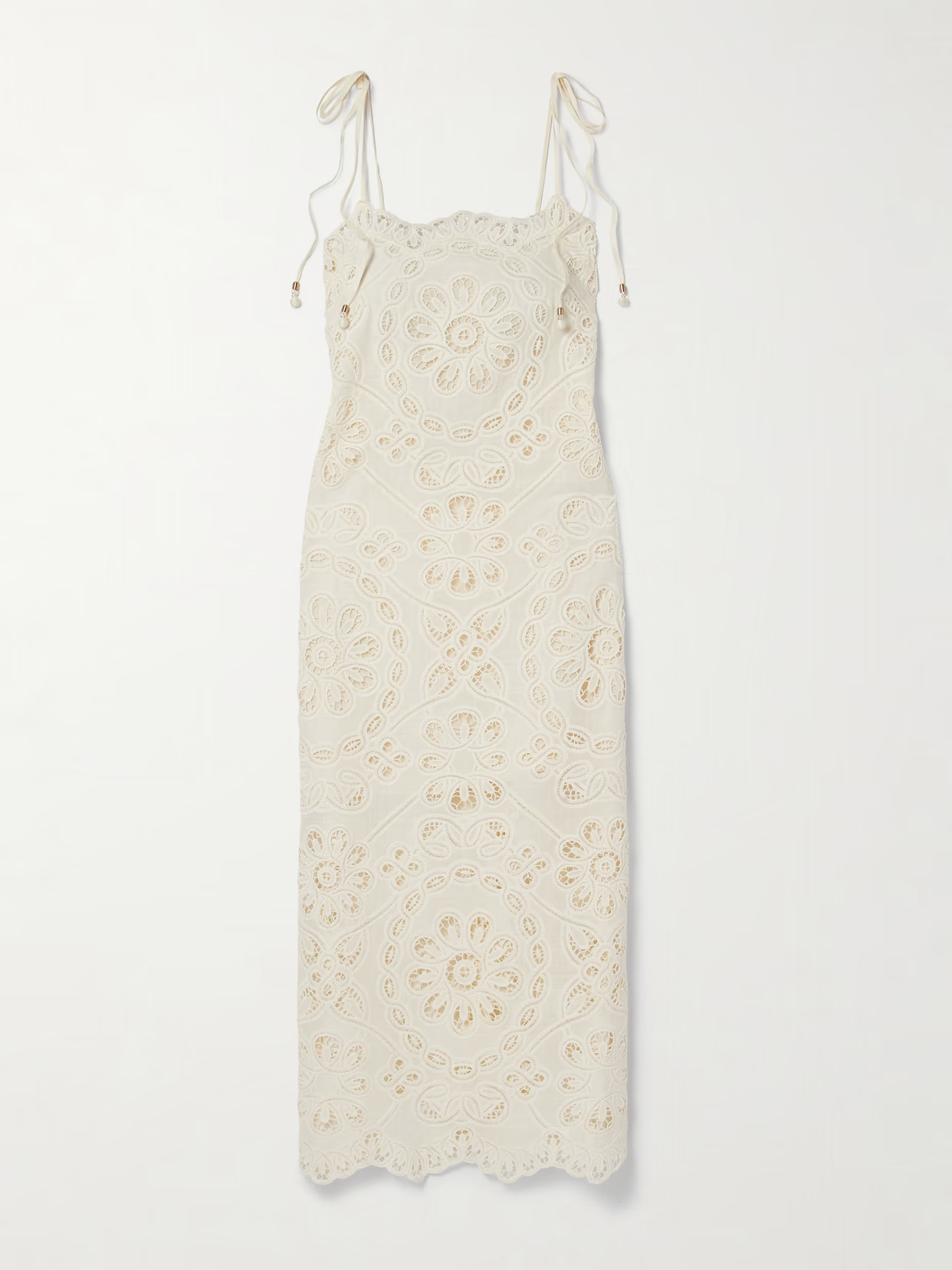 Zimmermann - Rhiannon Guipure Lace-trimmed Voile Midi Dress - Ivory | NET-A-PORTER (US)