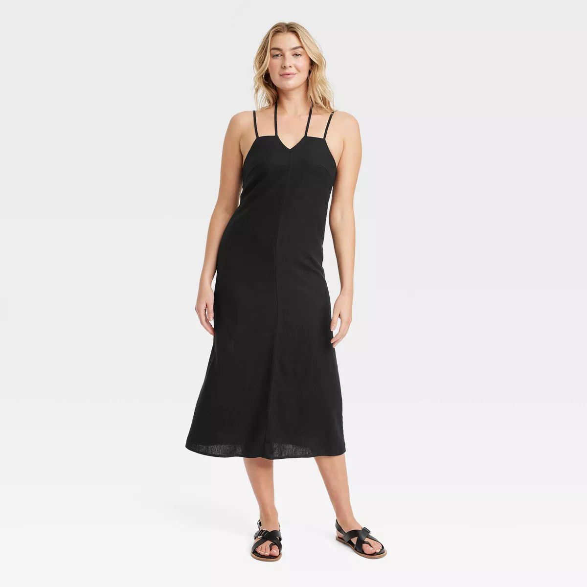 Women's Linen Midi Sundress - Universal Thread™ Black XS | Target