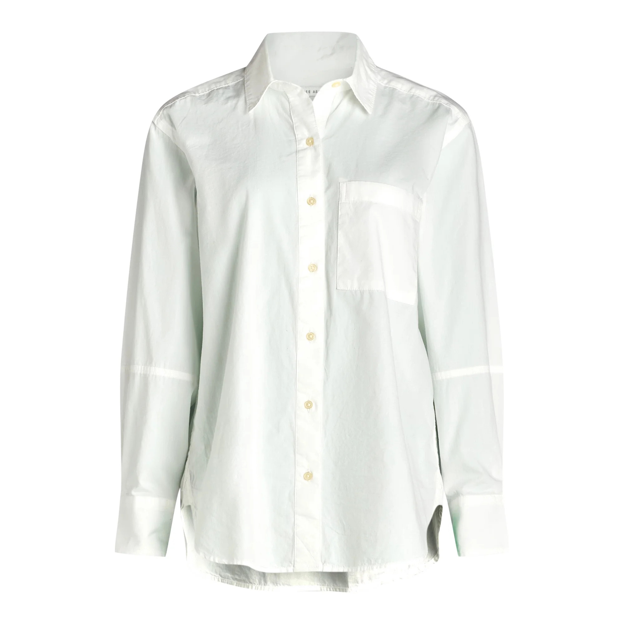 Free Assembly Women’s Button Front Boxy Cotton Tunic Shirt with Long Sleeves, Sizes XS-XXL | Walmart (US)