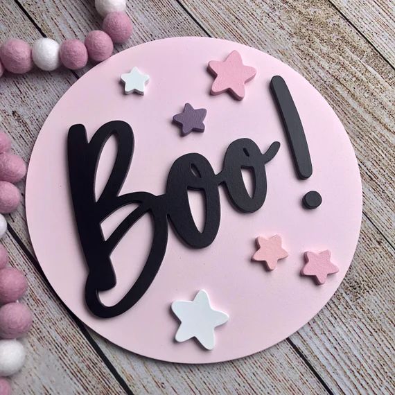 Pink Boo Halloween Wood Sign  3D Halloween Decorations  - Etsy | Etsy (US)