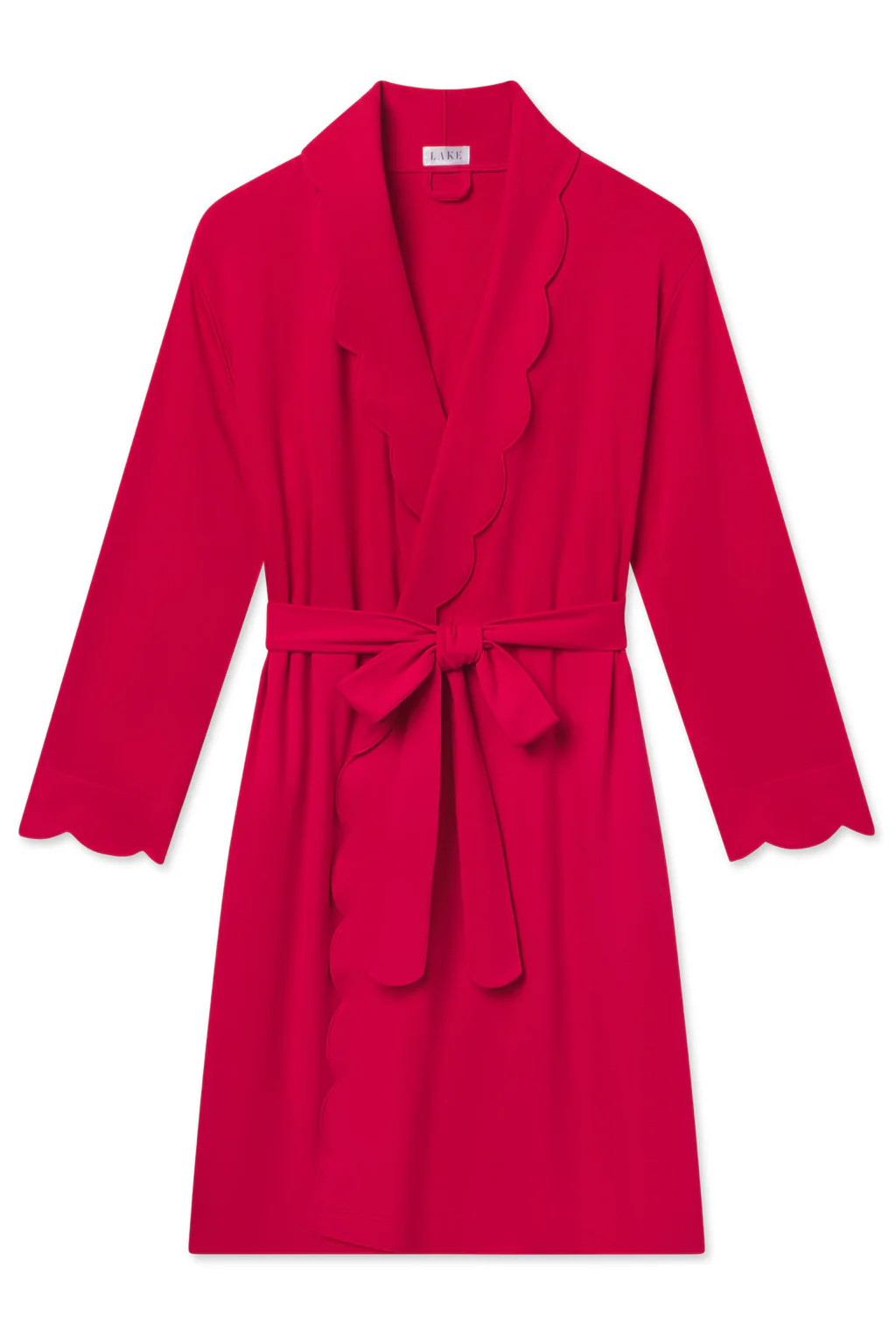 Pima Scallop Robe in Classic Red | Lake Pajamas