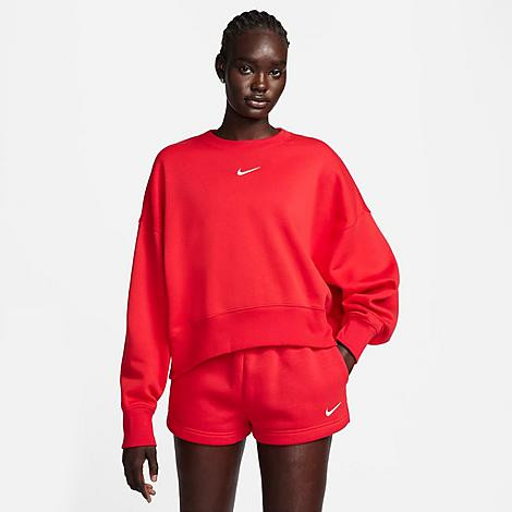 Nike Women's Sportswear Phoenix Fleece Oversized Crewneck Sweatshirt in University Red/Sail Size: XS | Finish Line (US)