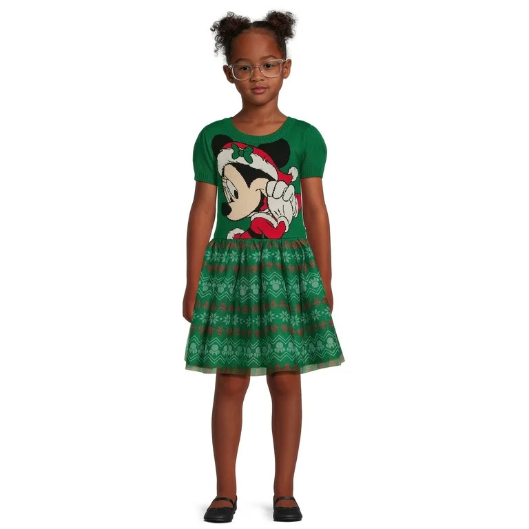 Disney's Minnie Mouse Girls' Holiday Cosplay Sweater Dress, Sizes 4-16 - Walmart.com | Walmart (US)