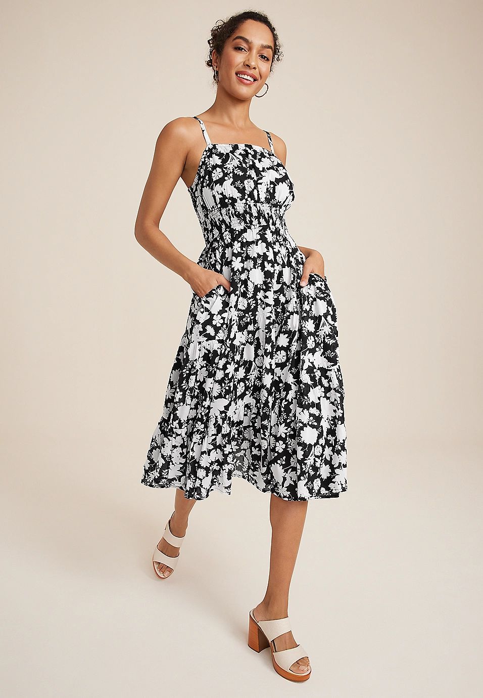 Floral Smocked Midi Dress | Maurices
