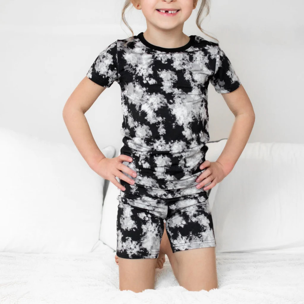 TWO PIECE SHORTIE SET- Black Tie Dye | millie + roo