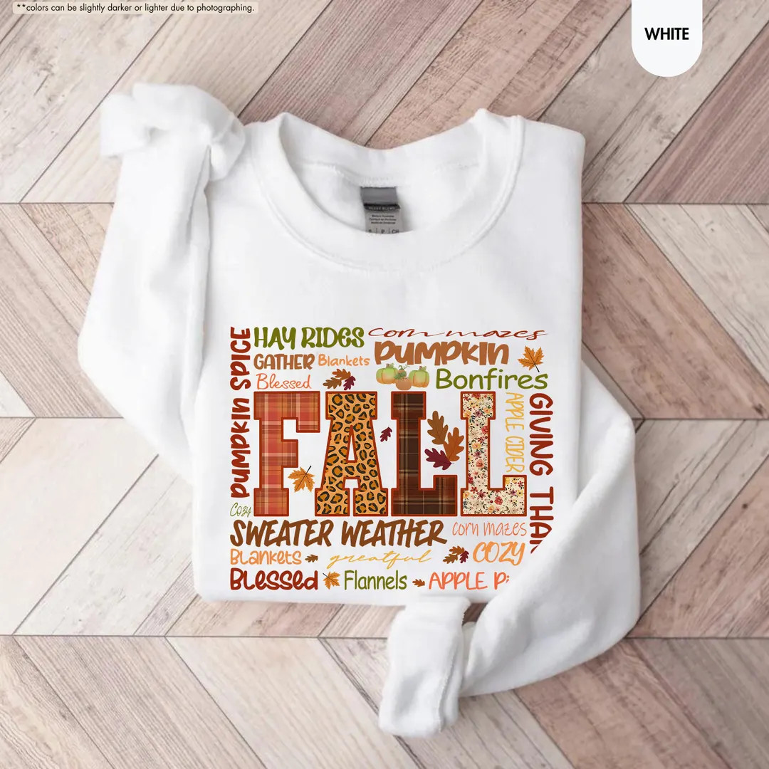 Fall Vibes Sweatshirt, Pumpkin Season Sweater, Thanksgiving Women Gift, Cozy Girly Sweater, Autum... | Etsy (US)