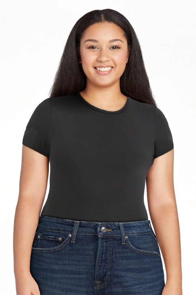 Time and Tru Women's Smoothing Bodysuit with Short Sleeves, Sizes XS-XXXL | Walmart (US)