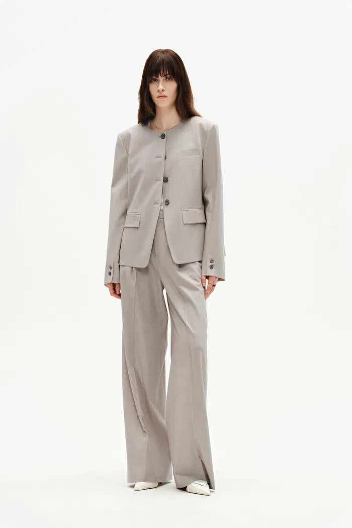 Aki Round Neck Suit Blazer in Merino Wool Blend | Fabrique