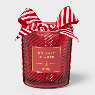 Swirled Glass Holiday Hearth Jar Candle Red 5.5oz - Threshold™ | Target