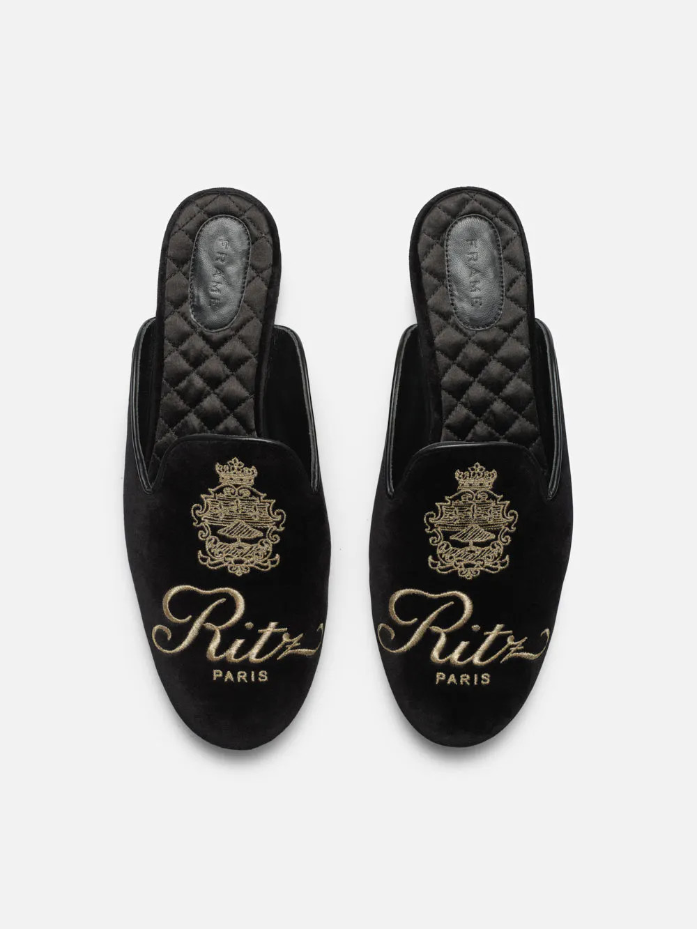Ritz Women's Velvet Slippers  in  Black | Frame Denim