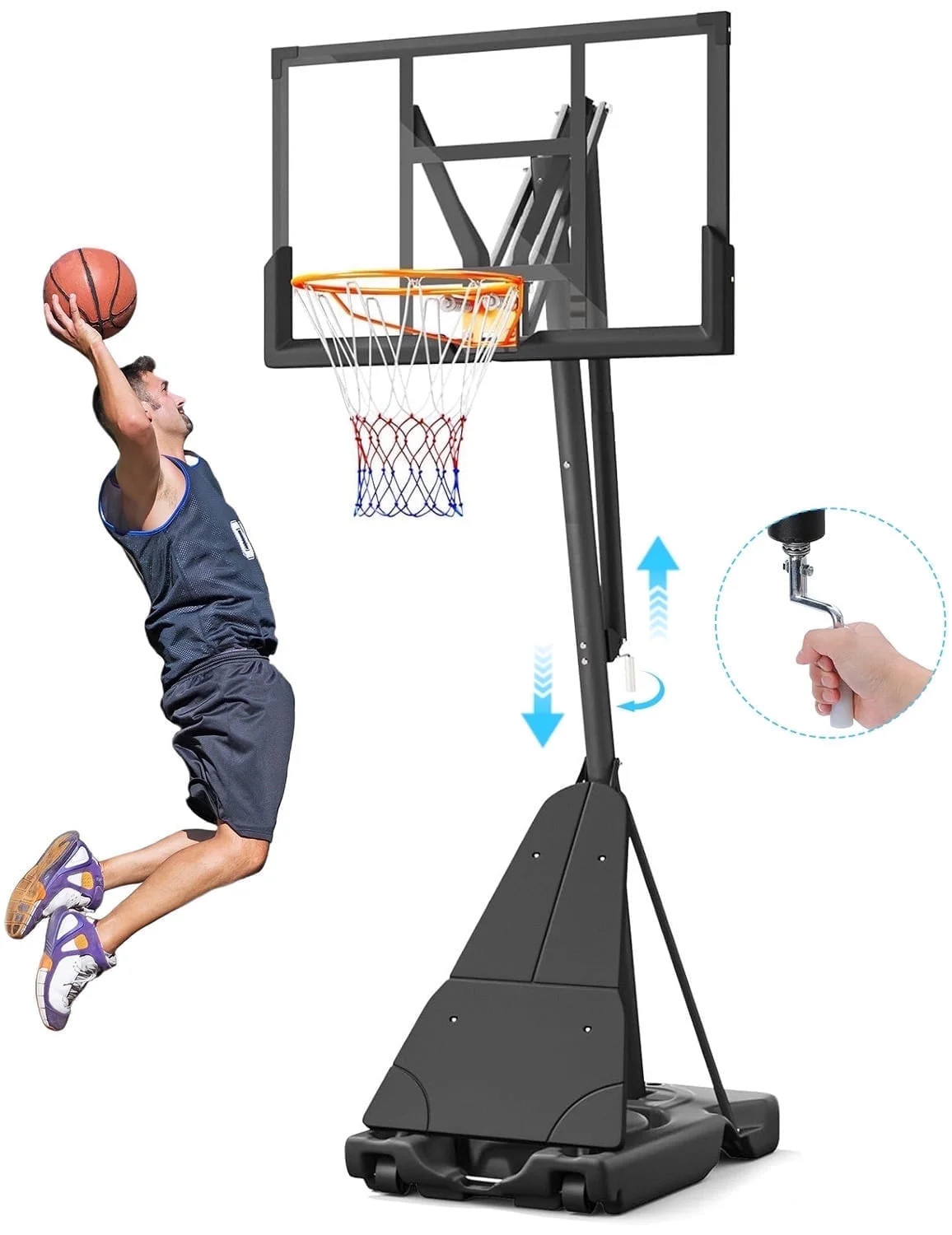 Basketball Hoop System,Quickly Height Adjustable 5.25-10ft,Dprodo 44 inch PC Backboard Portable B... | Walmart (US)