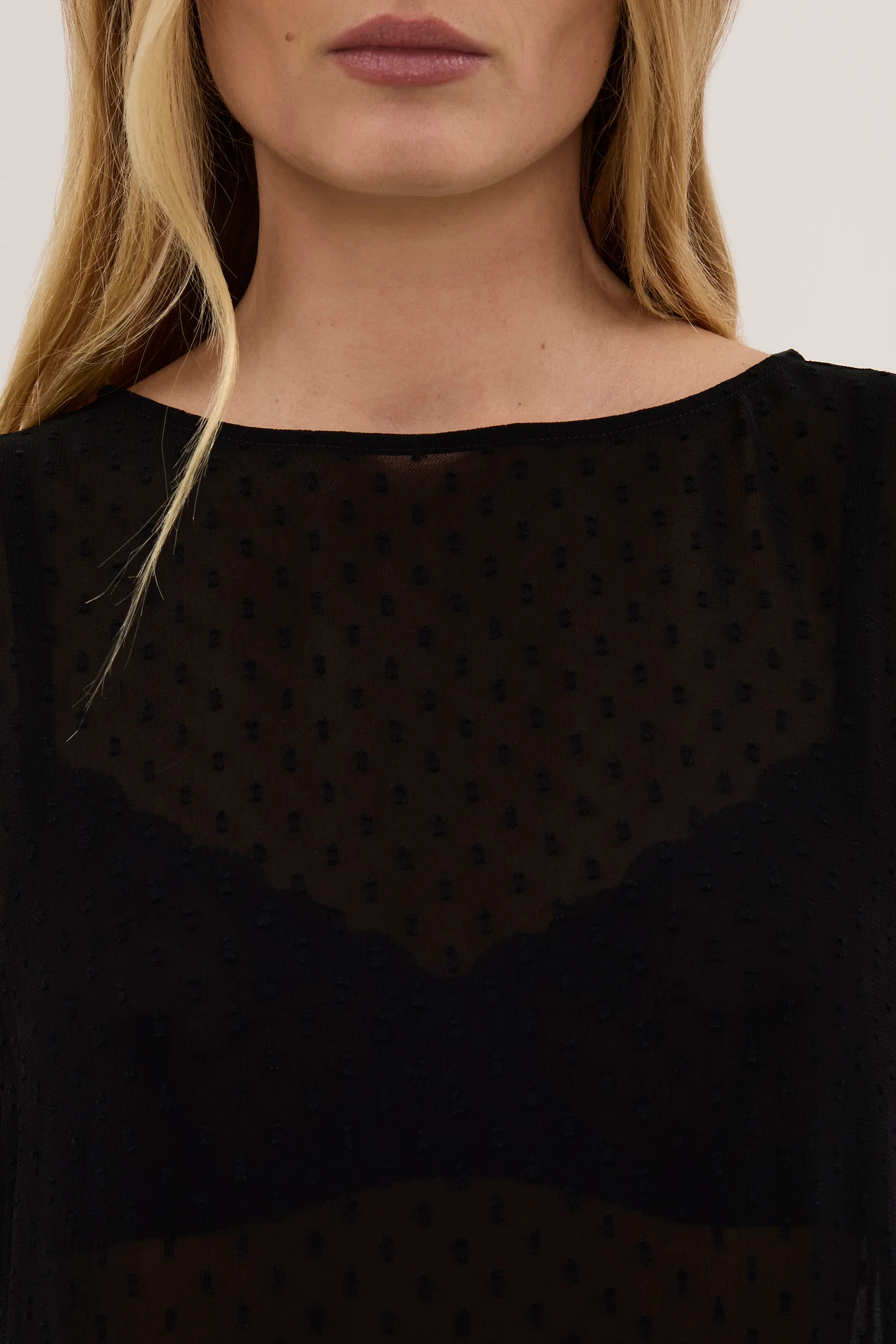 SALINA BLACK DOT DROP WAIST TOP | DISSH