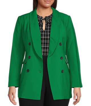 CeCe Plus Size Twill Double Breasted Shawl Collar Long Sleeve Blazer | Dillard's | Dillard's