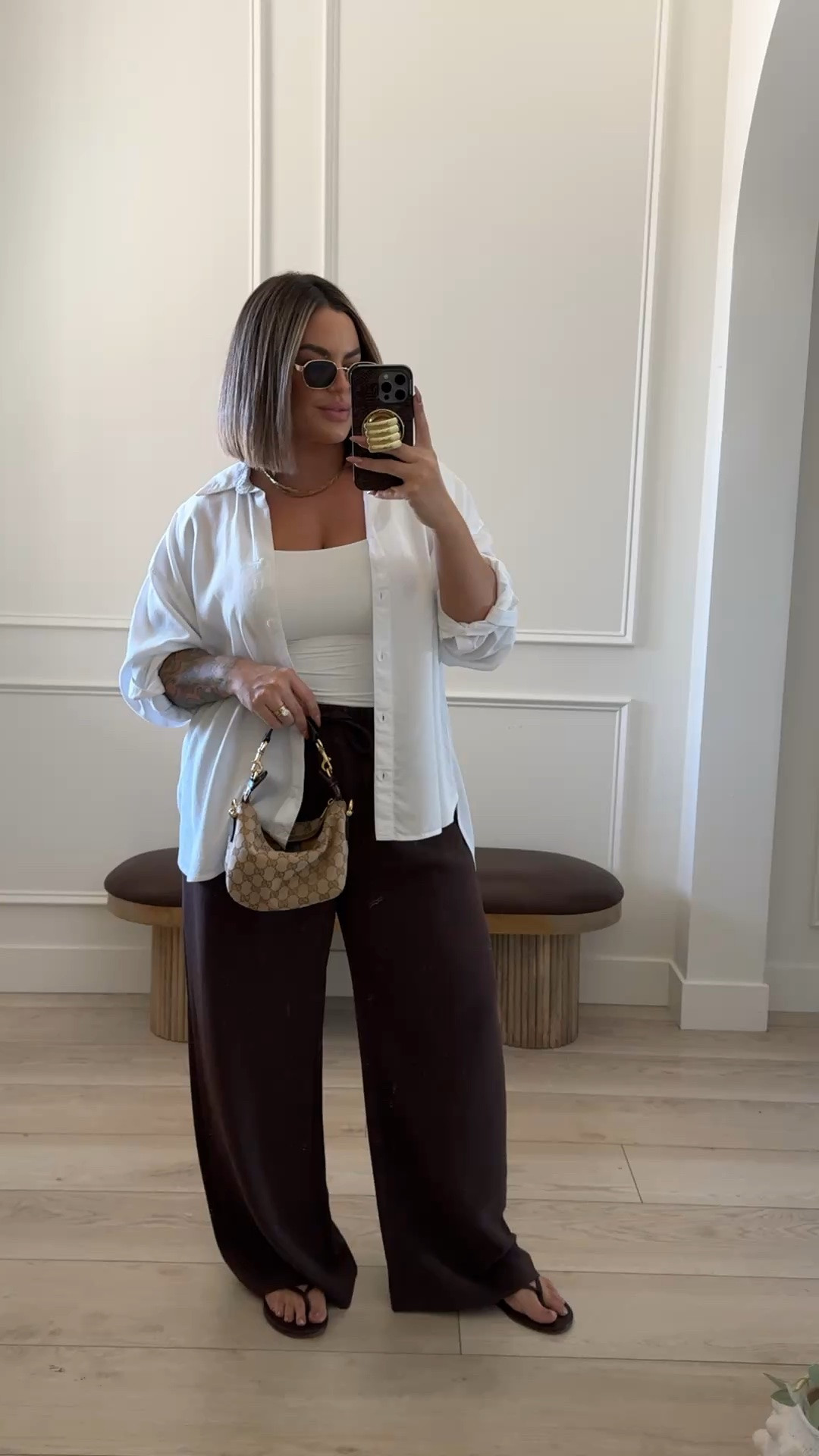 OOTD 

Pants XL reg length ( they don’t wrinkle which is the best thing about them ) 
Tank L 
Top L