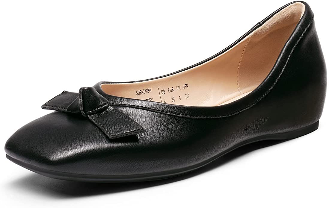 DREAM PAIRS Women's Low Wedge Dressy Flats, Comfortable Square Toe Rhinestone Wedding Shoes | Amazon (US)