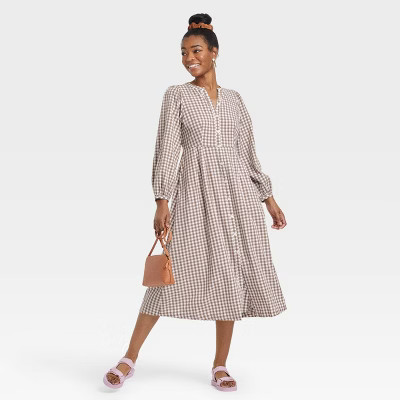 Women's Balloon Long Sleeve Button-Front Dress - Universal Thread™ | Target